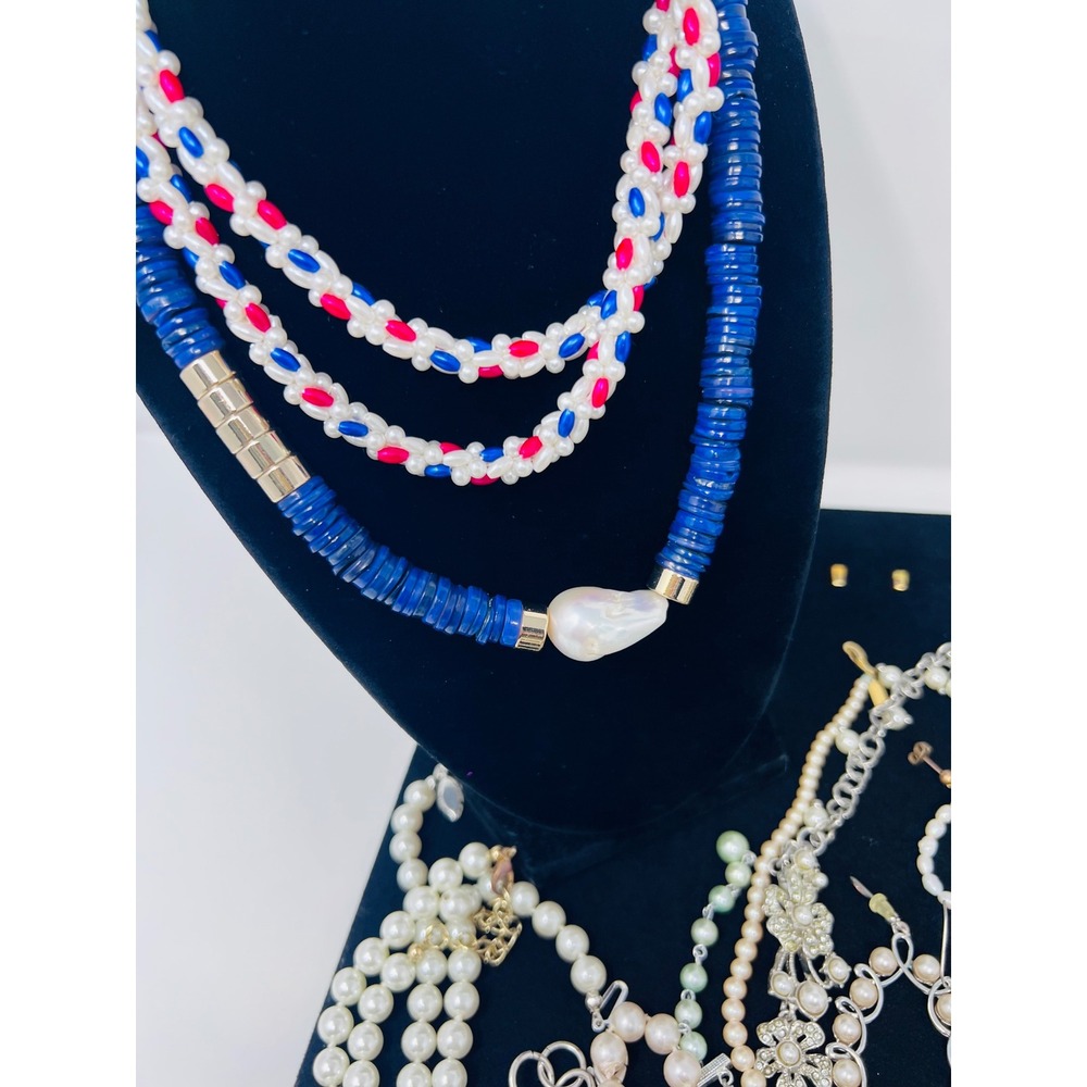 Vintage to Modern Pearl Necklace & Bracelet Gold & Silver Tone Beaded Lot of 30 - Picture 12 of 16